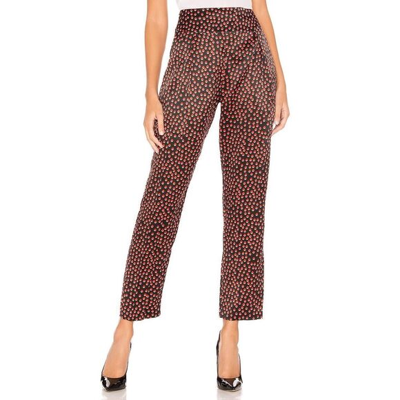 L'AGENCE Abrinne Pants Women 10 Black‎ Multi 100% Silk Hidden Back Zip Designer - Picture 1 of 16